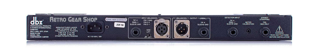 dbx 160A Compressor Limiter x3 DHRS Rear