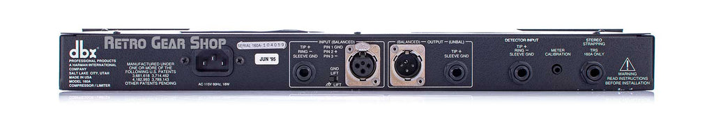 dbx 160A Compressor Limiter Rear