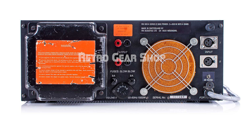 FM Acoustics 800A Laboratory Power Amplifier Series II Rear