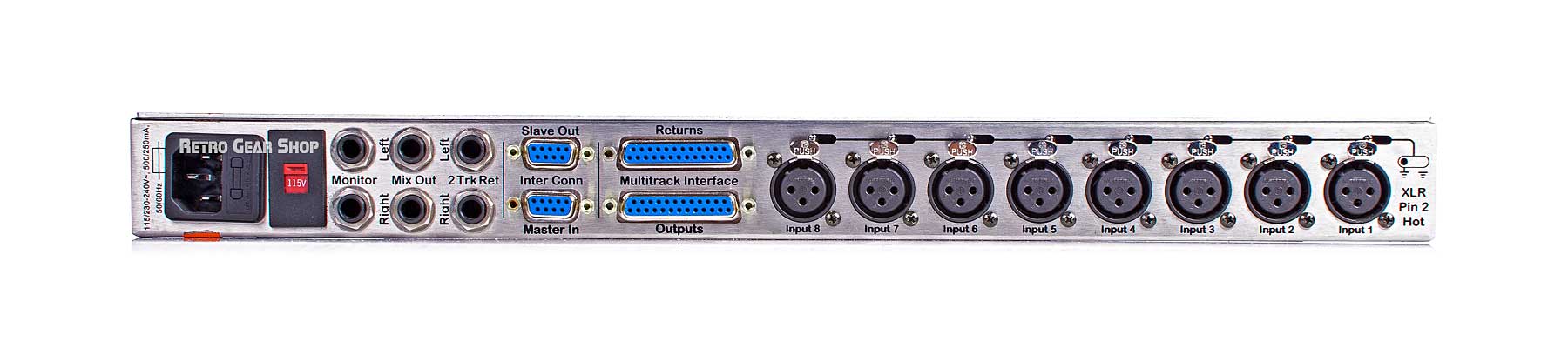JDK Audio 8MX2 8x2 Summing Mixer Mic Preamp Rear