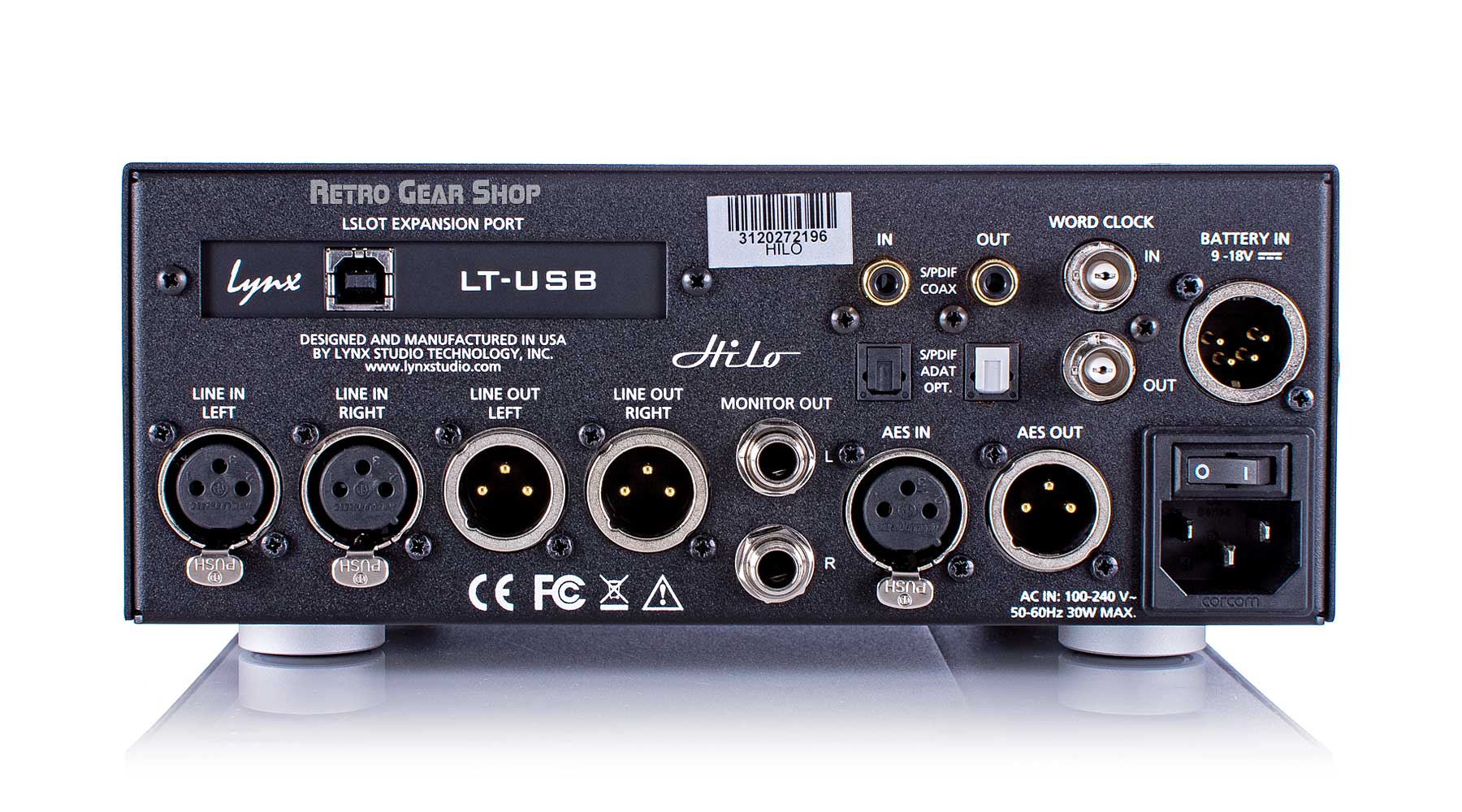 Lynx Hilo Reference A/D D/A Converter System LT-USB Card Silver Rear