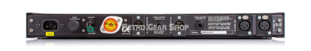 Manley Dual Mono Microphone Preamp Rear