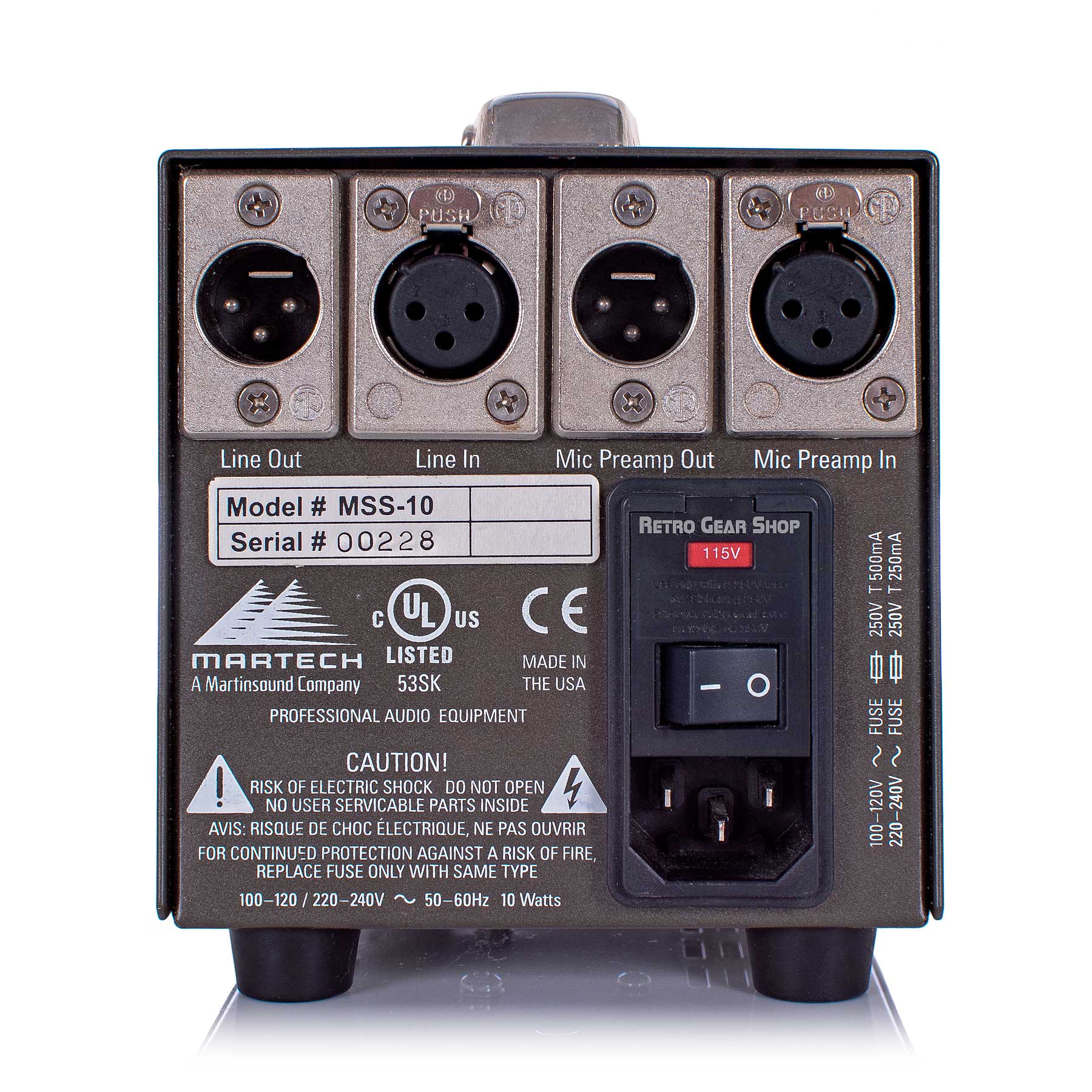 Martech MSS10 Microphone Preamp Mic Pre Rare Martinsound Rare