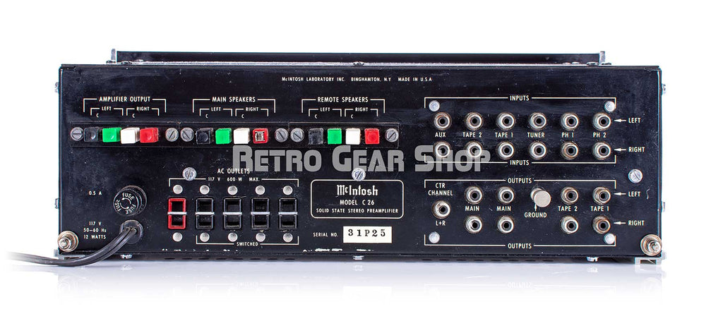 McIntosh C26 Solid State Stereo Preamplifier Rear