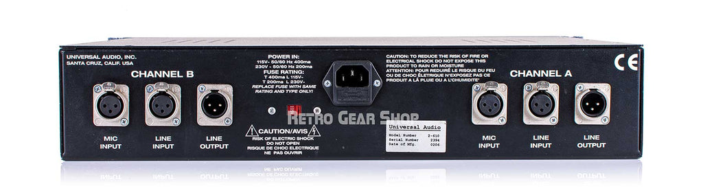 Universal Audio Model 2-610 Rear