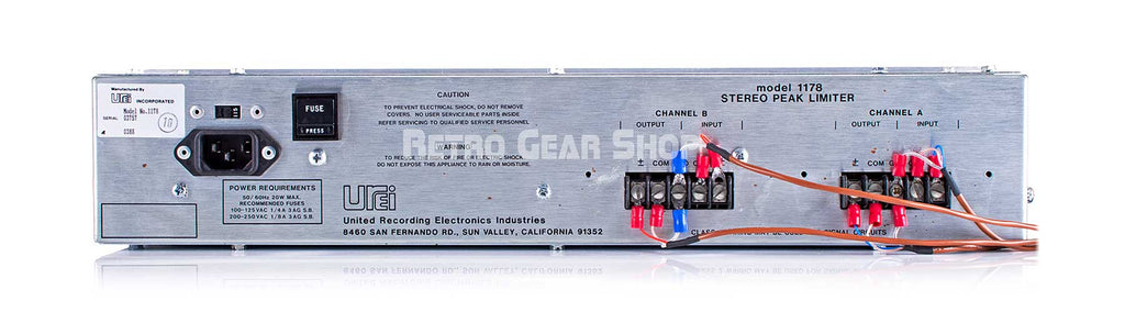 Urei 1178 Stereo Dual Peak Limiter Serviced Rear