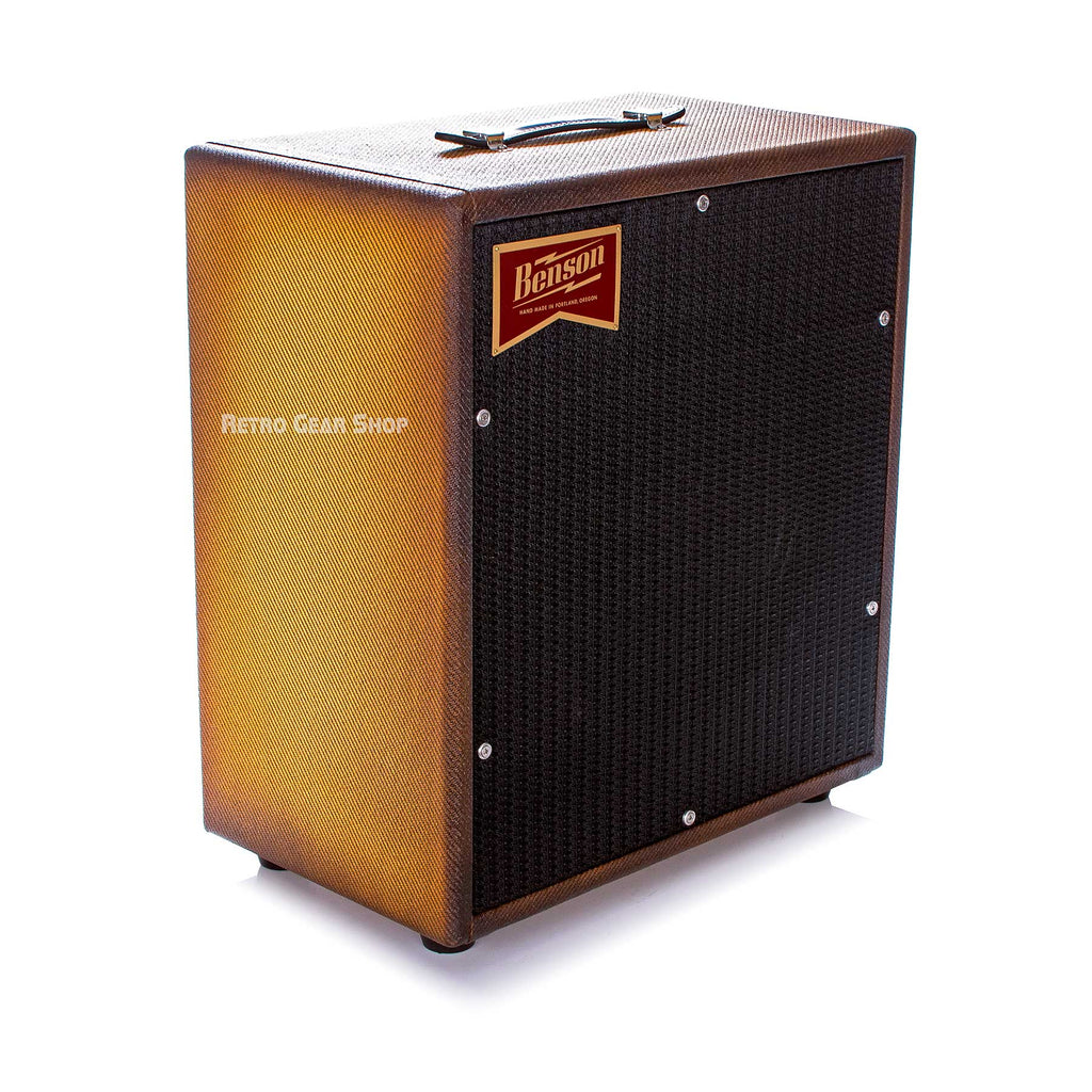 Benson Amps Monarch 1X12 Cab Bourbon Burst Black Grill Top Left