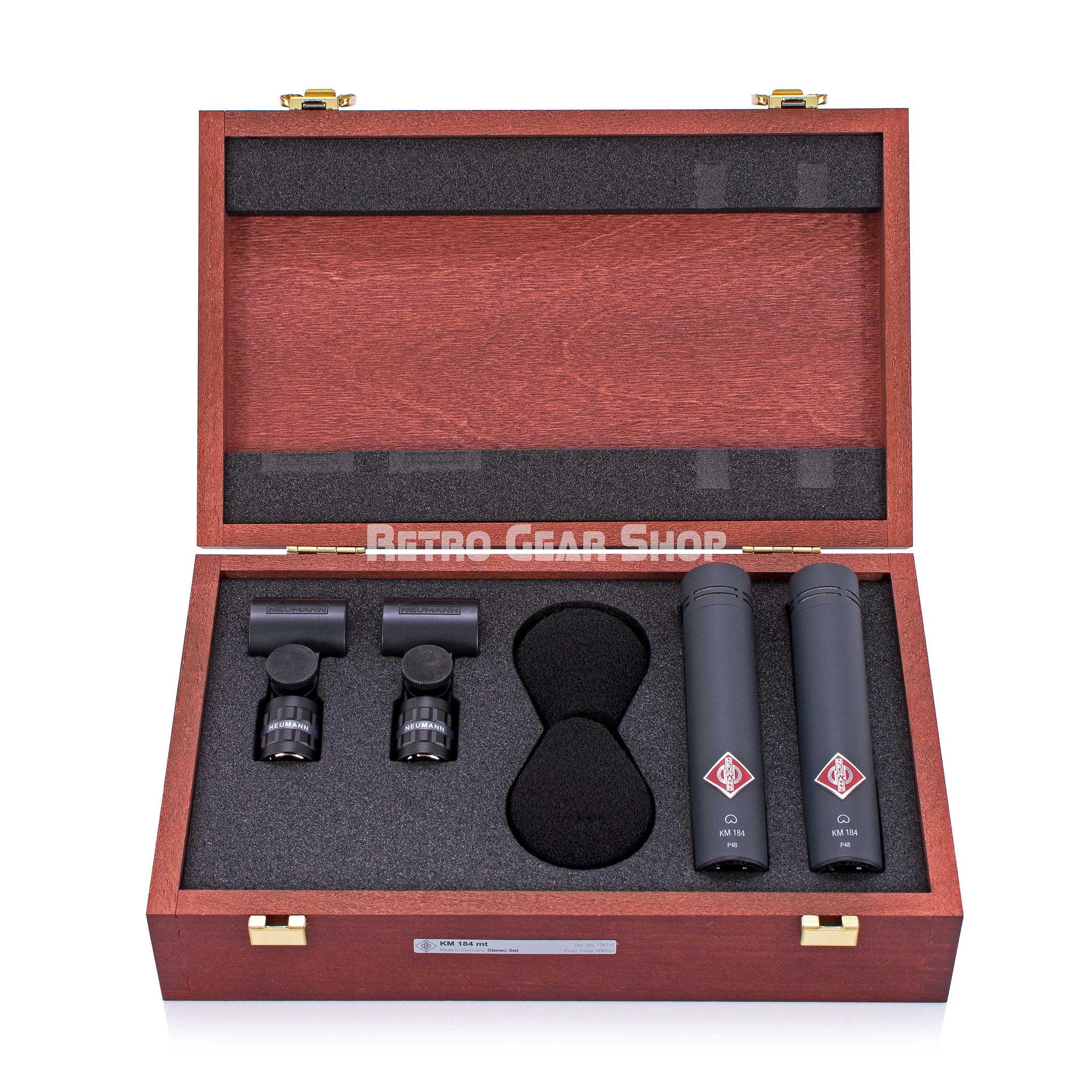 Neumann KM-184 Stereo Set Wooden Case Matte Black