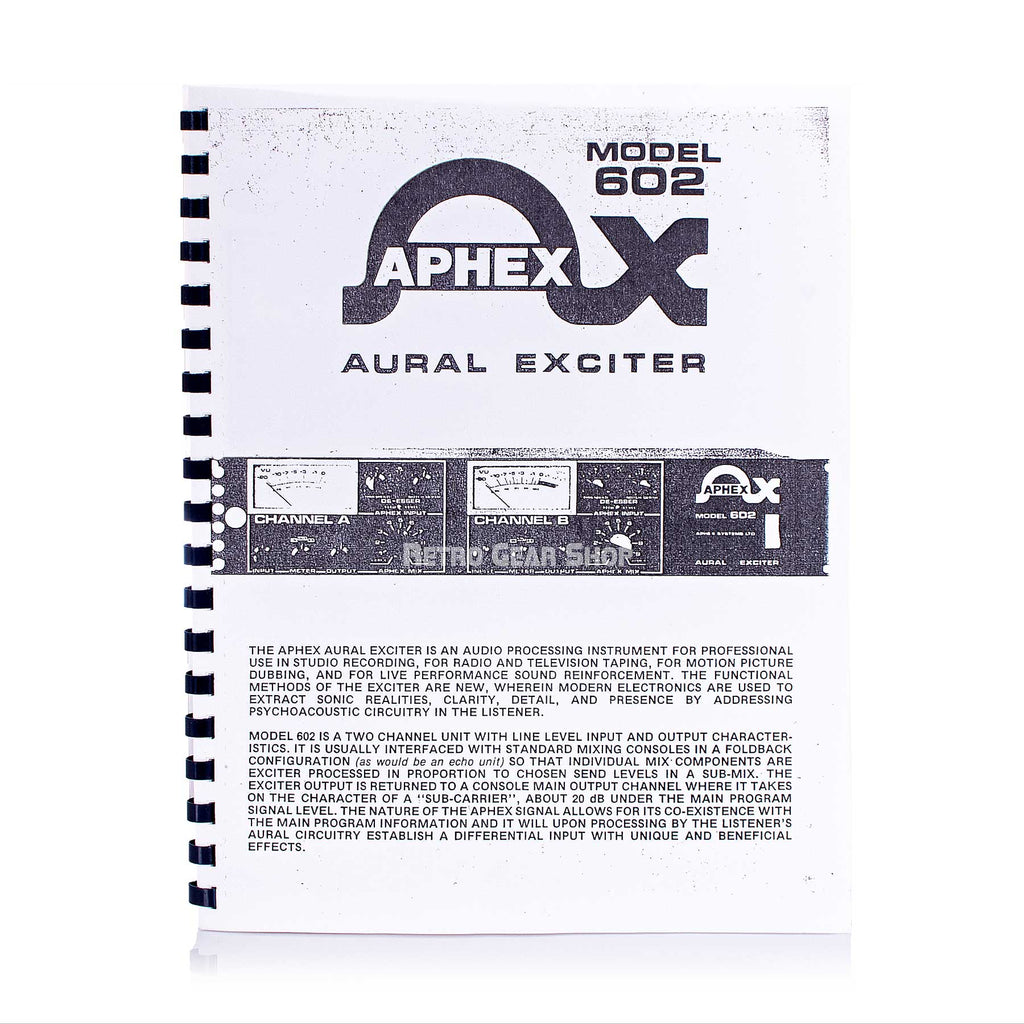 Aphex Aural Exciter 602 Manual