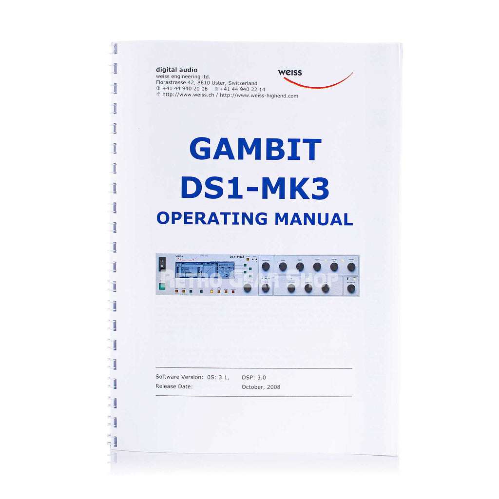 Weiss DS1 MK3 Manual