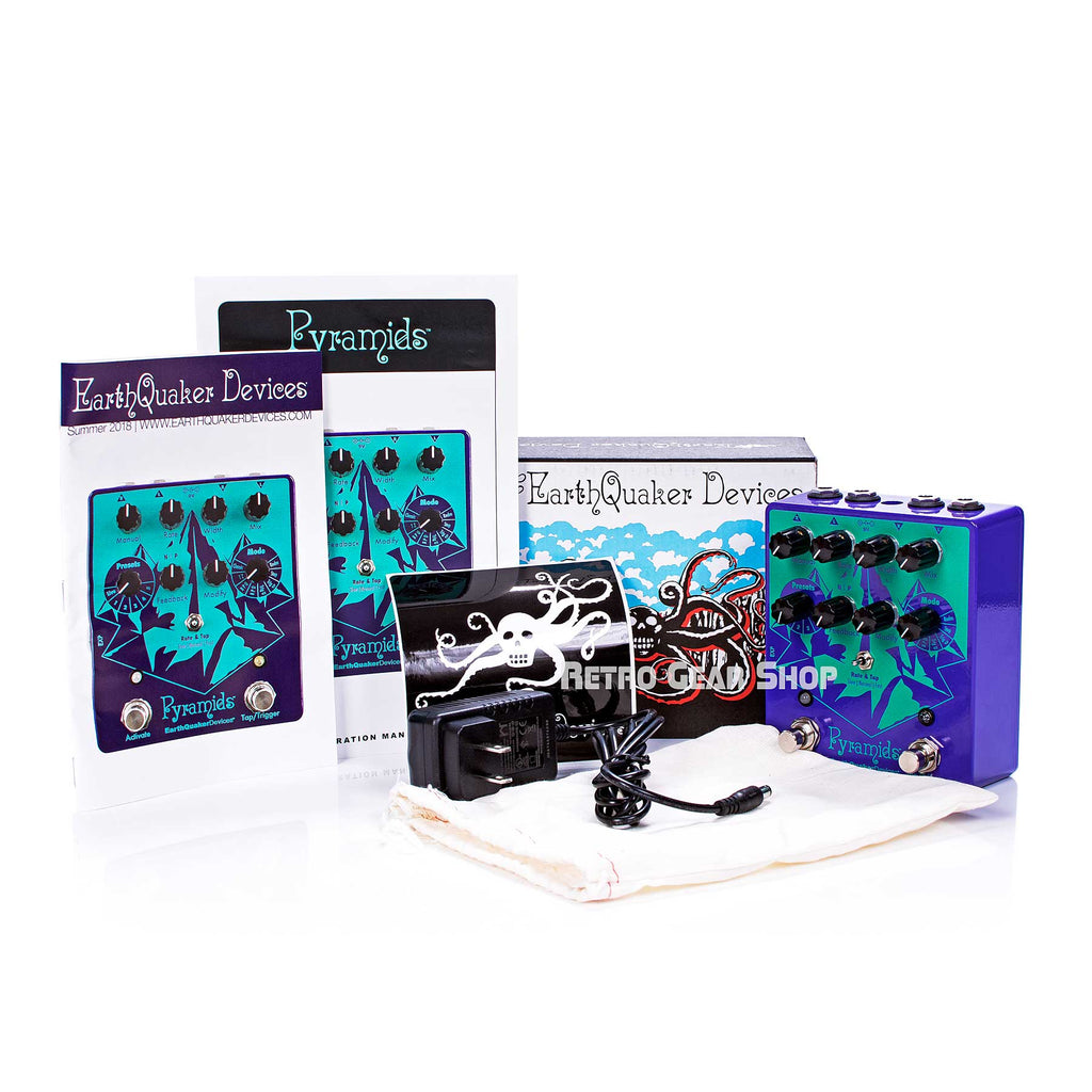 EarthQuaker Devices Pyramids Stereo Flanging Box Manual Power Supply Extras