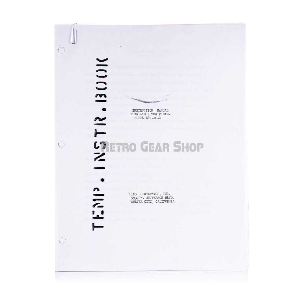 Altec / Ling Electronics EPN-10-C Manual