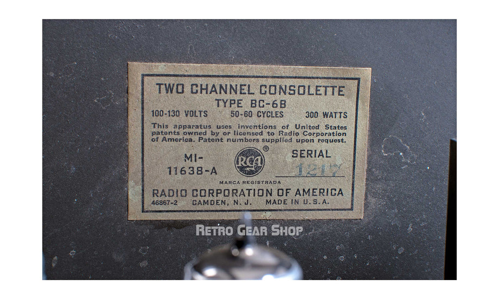 RCA BC-6B Serial Badge