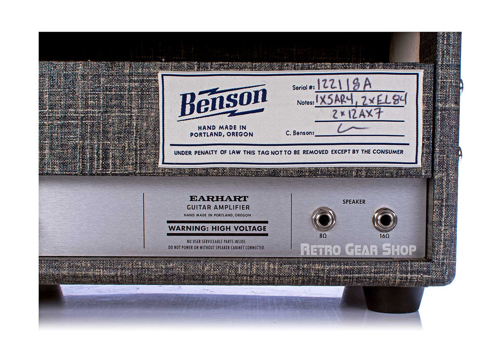 Benson Amps Earhart Head Night Moves Serial Badge Specs
