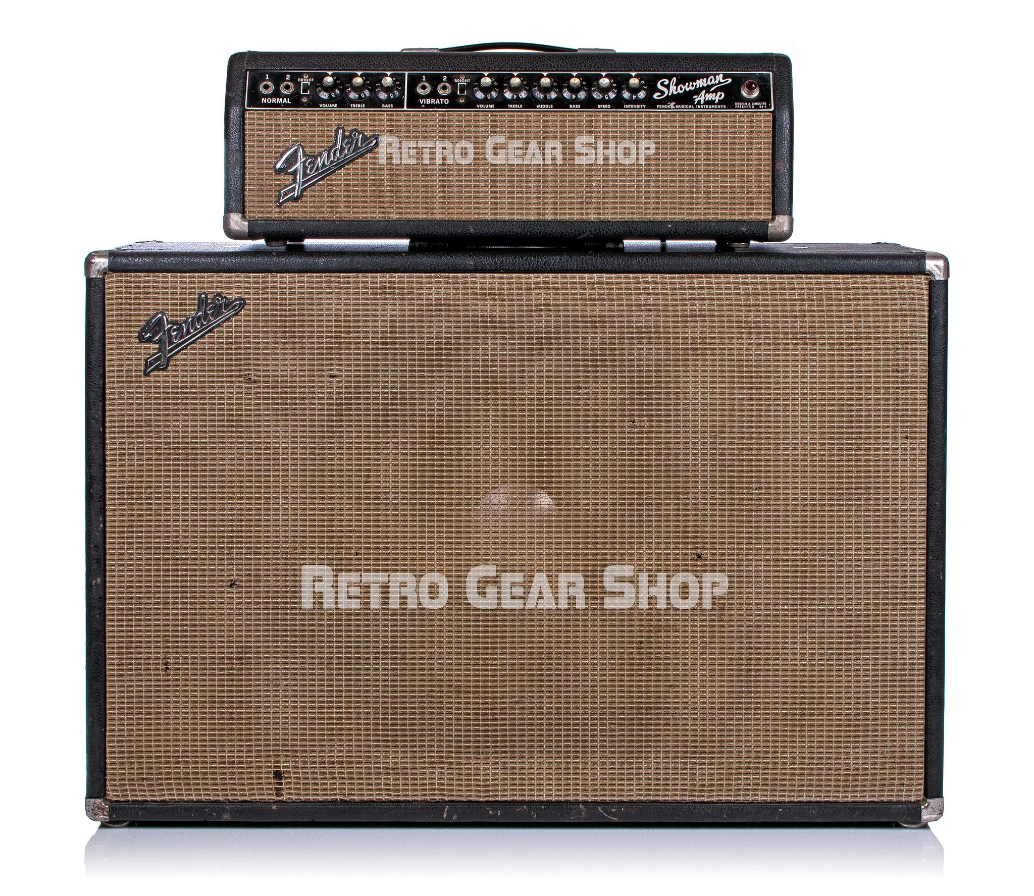 Fender Showman 1966 Guitar Amp Piggyback 1x15 Tone Ring Cabinet Vintage Rare
