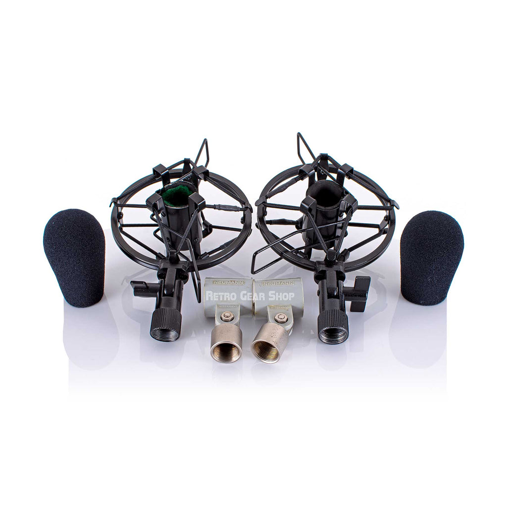 Neumann KM84i Vintage Stereo Pair Mic Clips Shockmounts Windshields