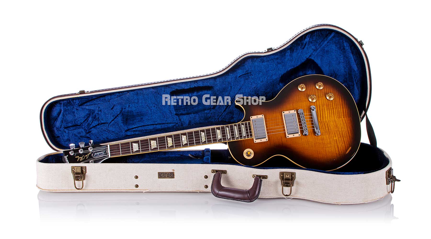 Gibson Les Paul Standard Plus in Desert Burst 2008 Electric Guitar Case Open