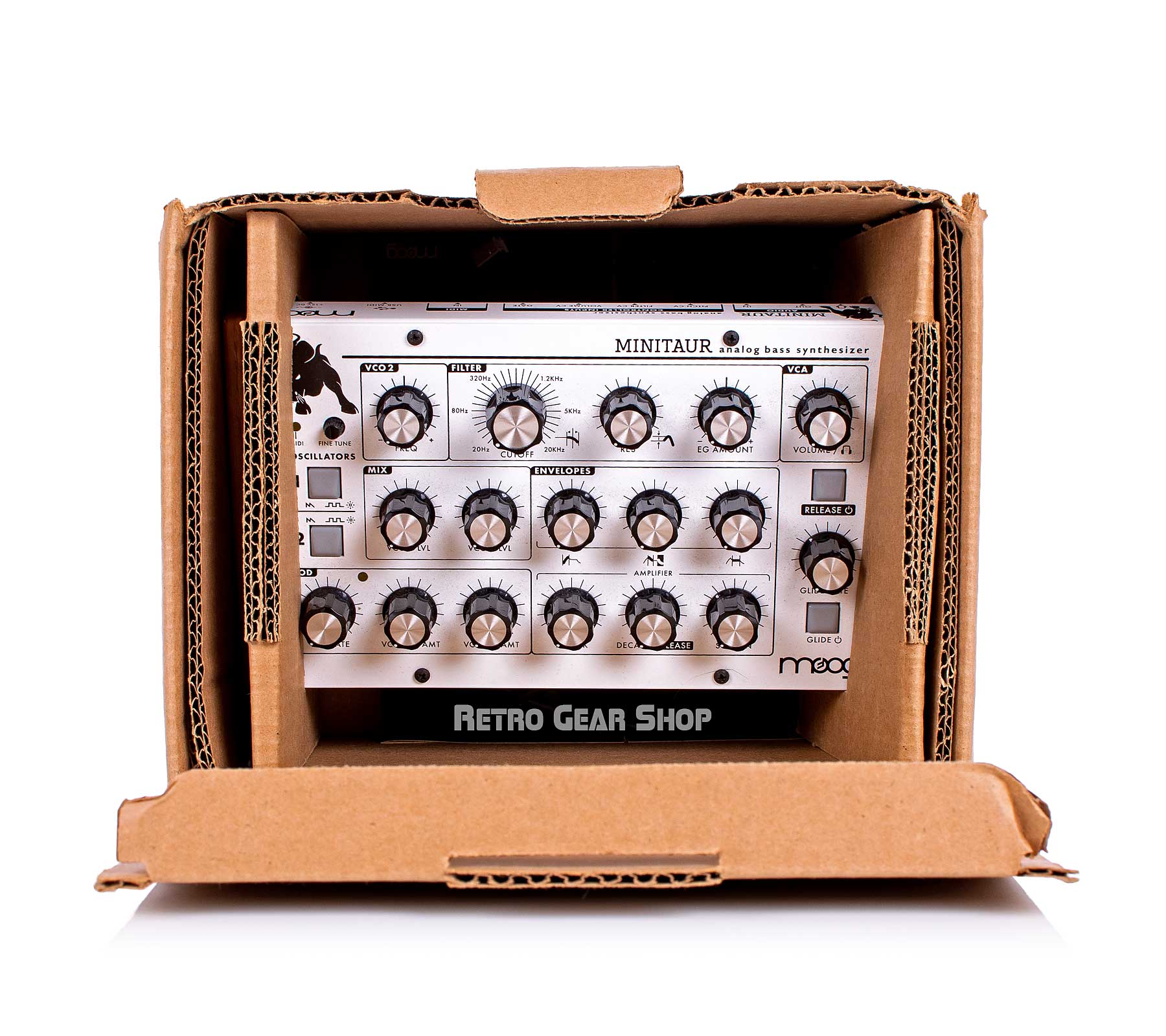Moog Minitaur Limited Edition White + Wood Cheeks + Box– Retro