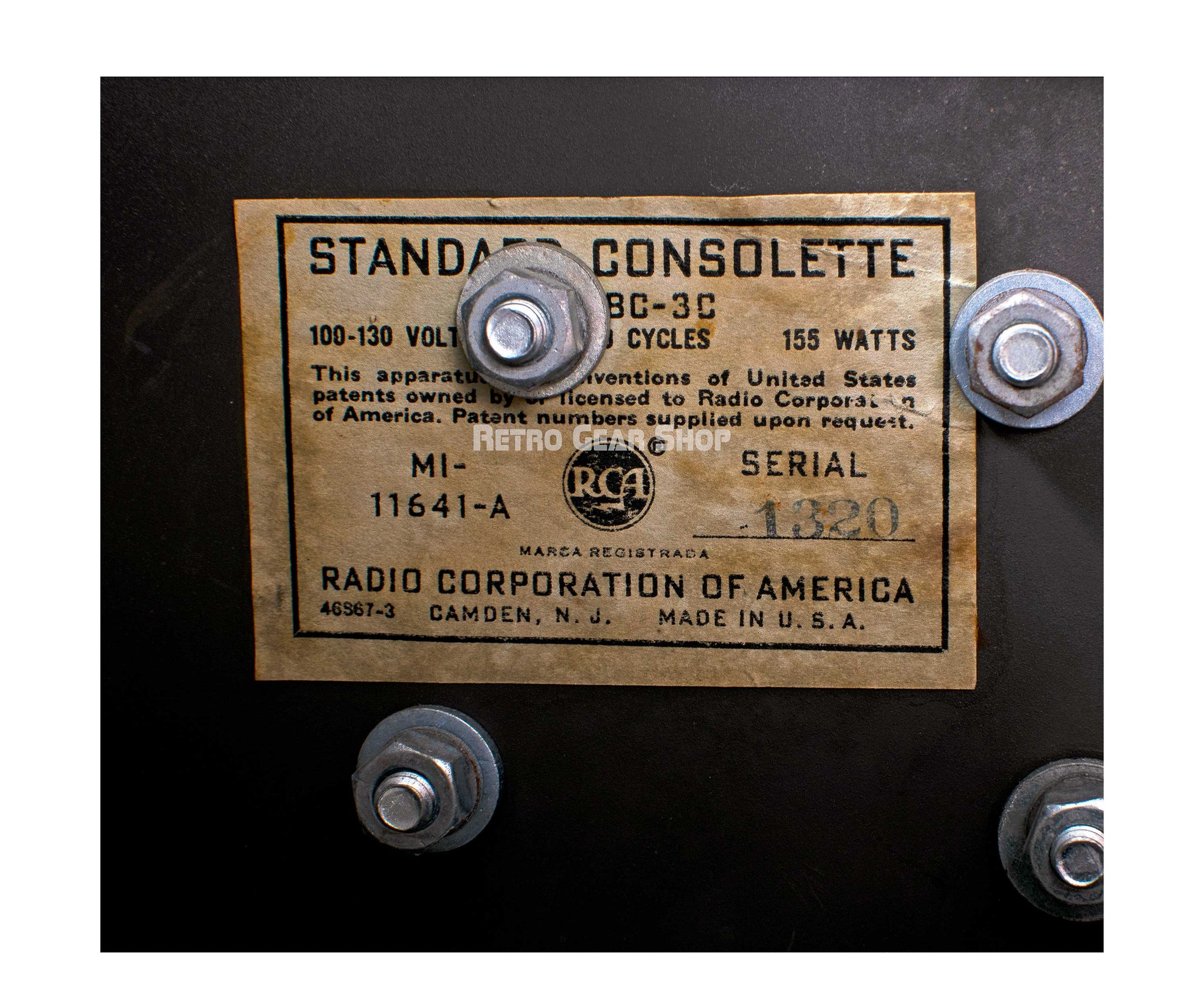 RCA BC-3C Serial Number