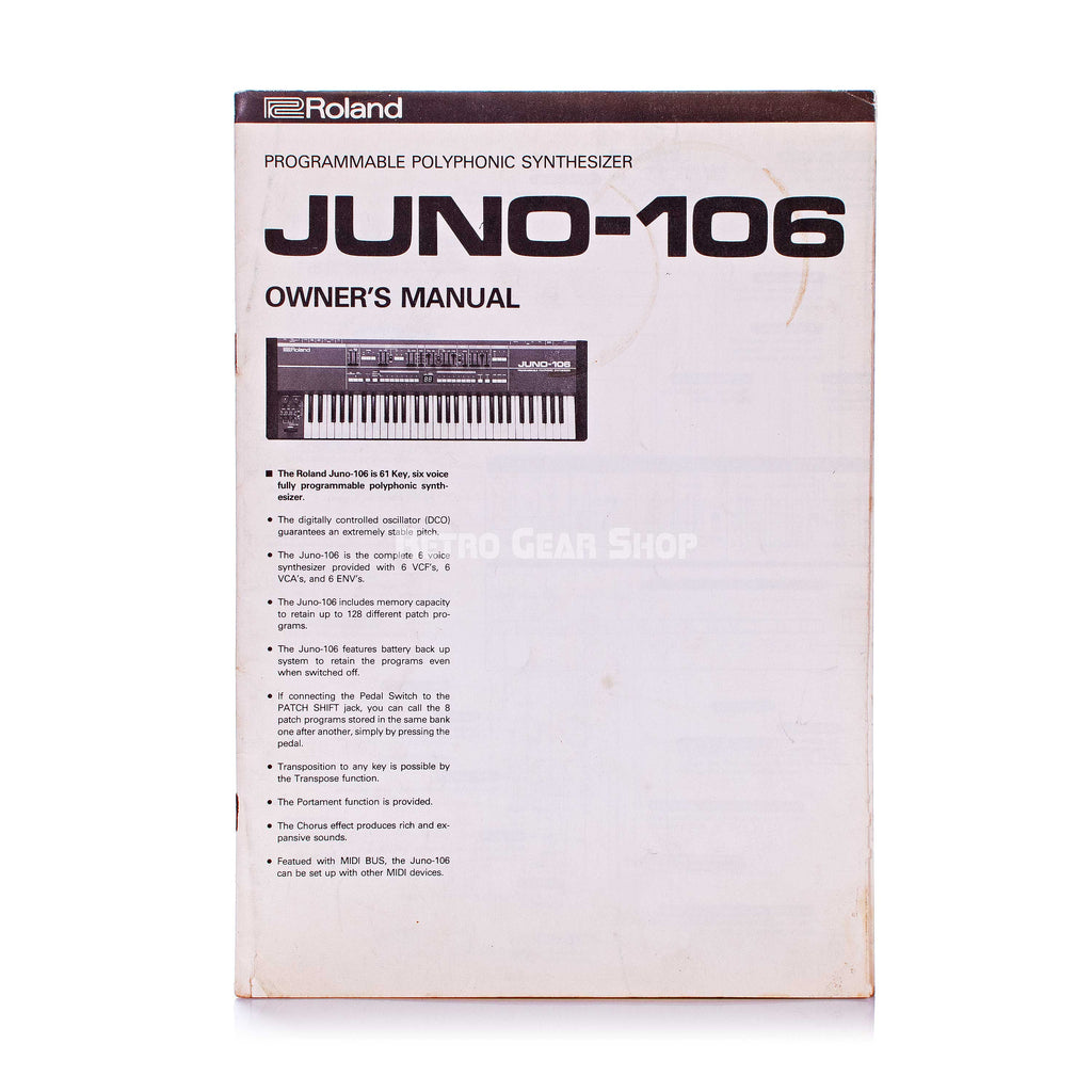 Roland Juno 106 Manual