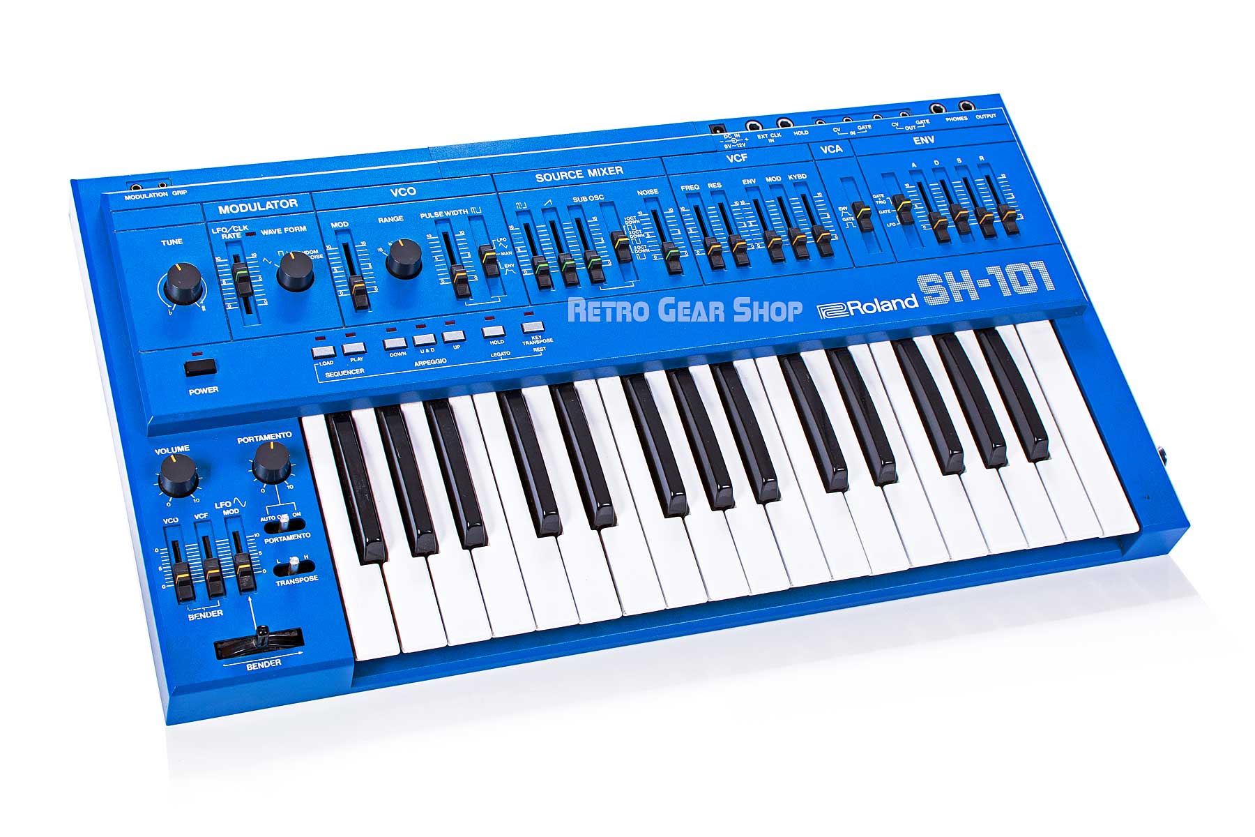Roland SH-101 Blue + MG-1 Mod Grip Vintage Analog Synthesizer
