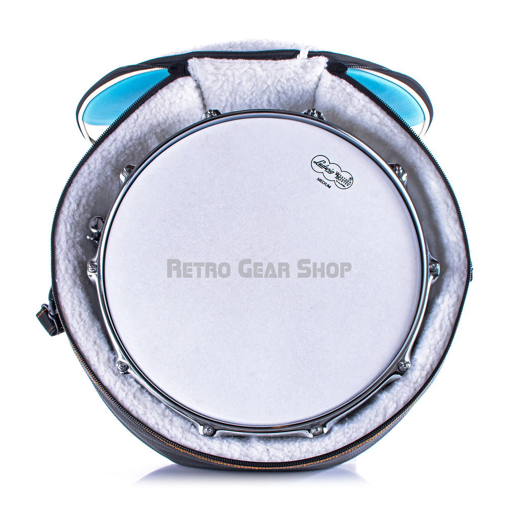 Ludwig Chrome Brass Snare Drum Padded Soft Case Open